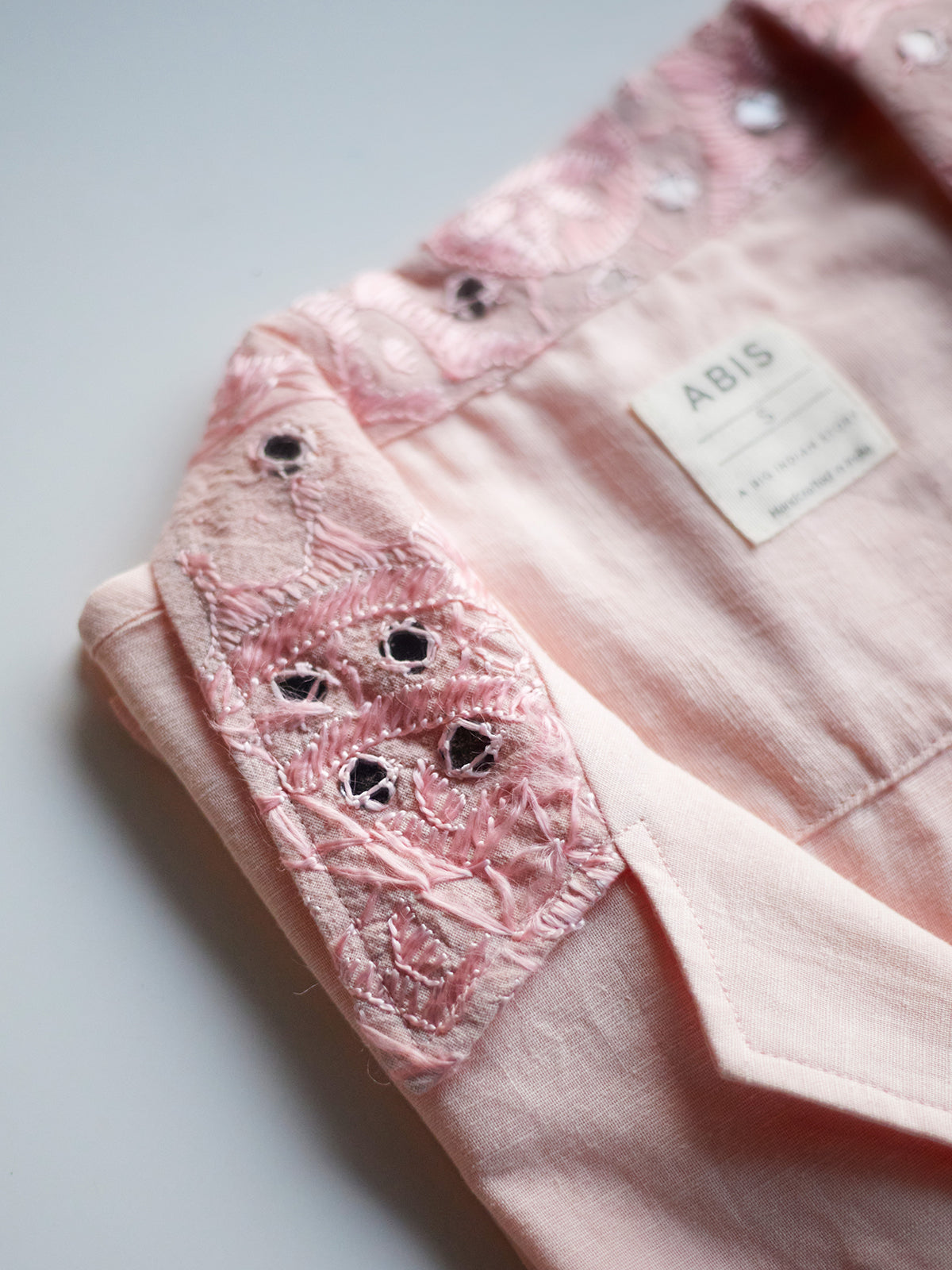 Kutch Embroidered Hemp Shirt - Peach