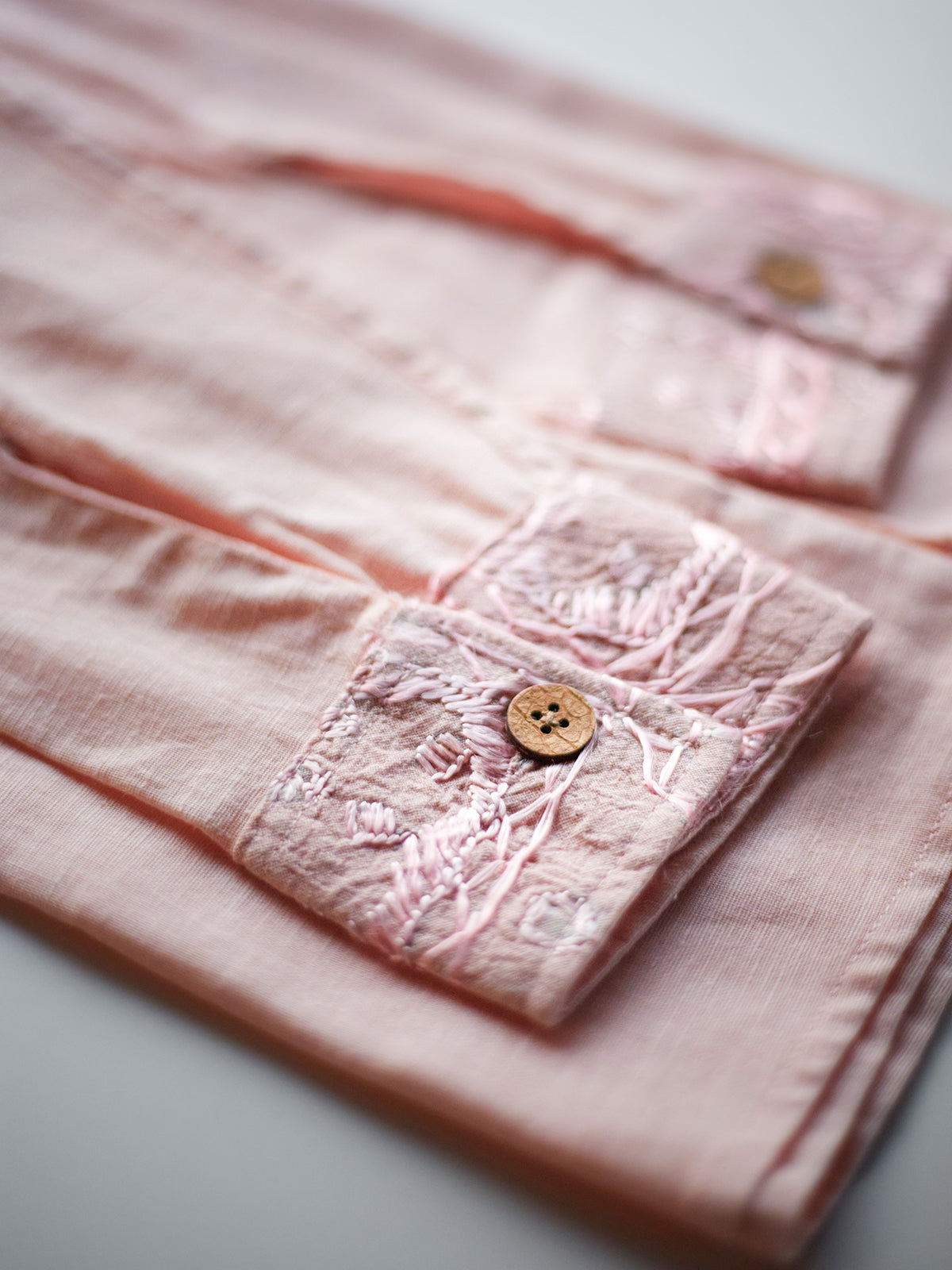 Kutch Embroidered Hemp Shirt - Peach