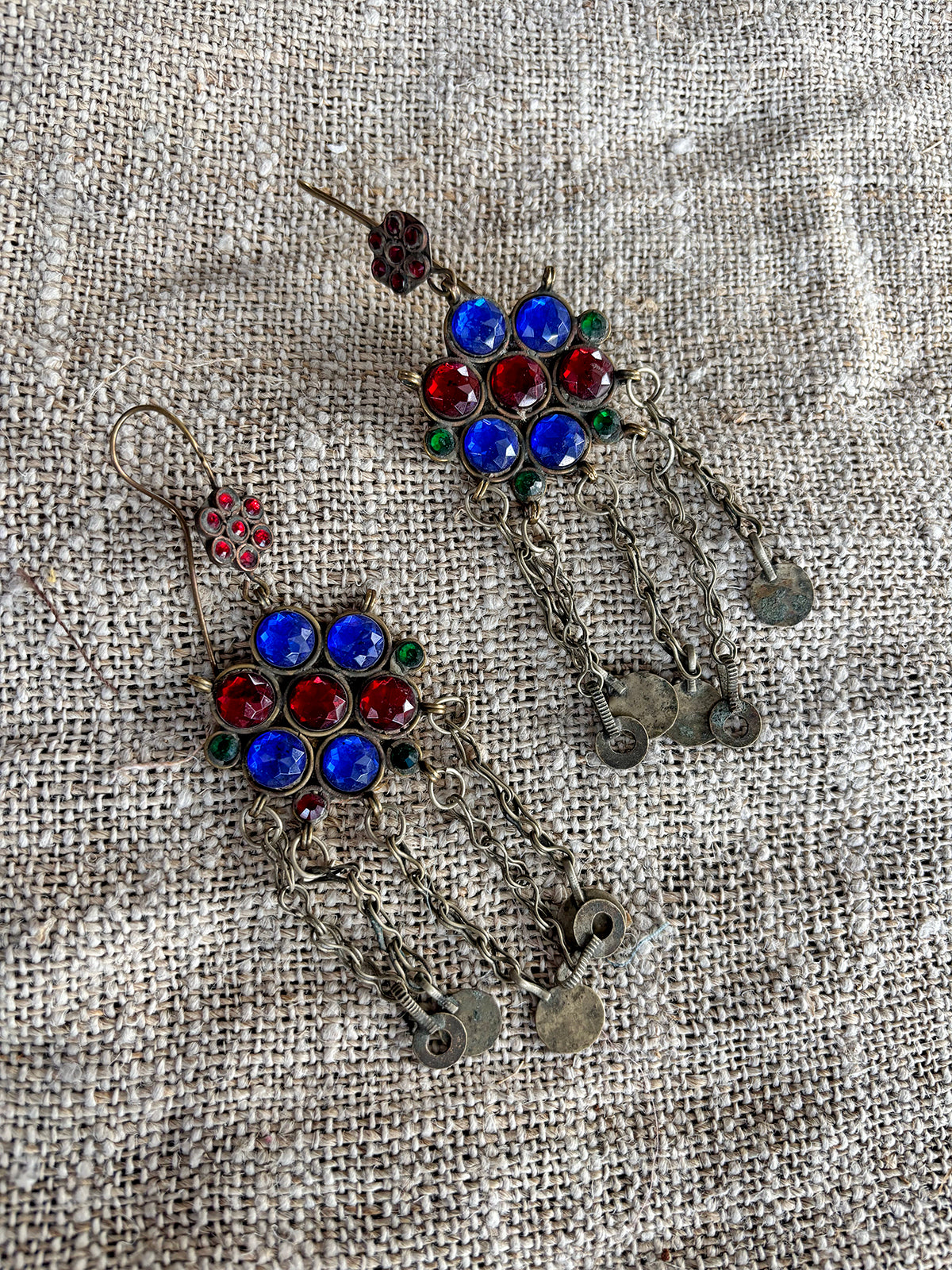 Gulzaar Earrings - Red and Blue