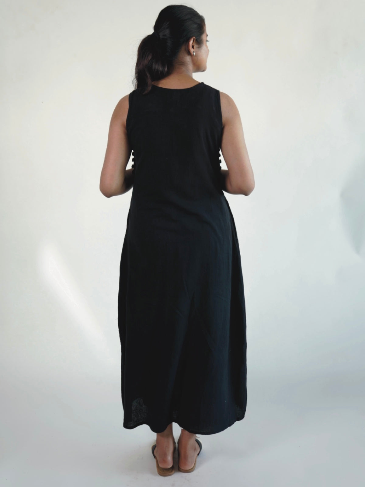 Kutch Embroidered Black Round Neck Maxi Dress