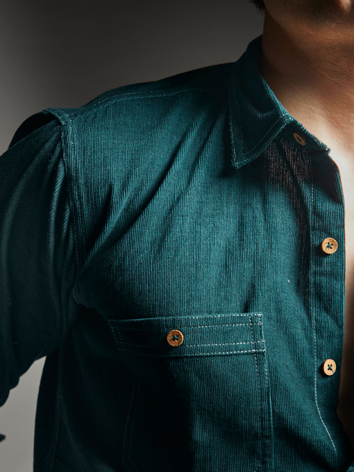 Sydney Teal- Organic Corduroy Shirt